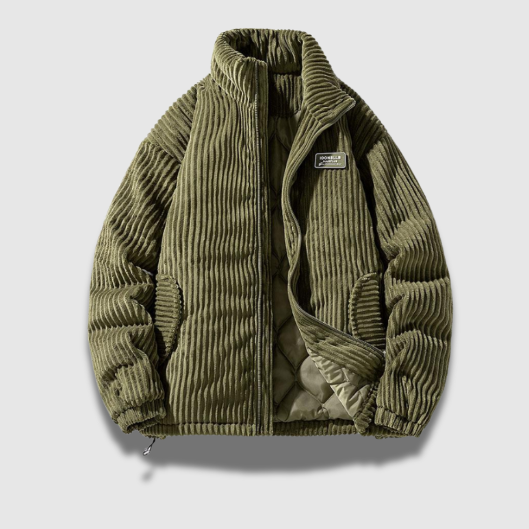 Men’s Corduroy Turtleneck Jacket – Wide Fit, Retro Warmth