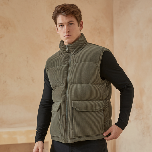 Men’s Corduroy Winter Vest – Soft Ribbed Velvet with Classic Fit