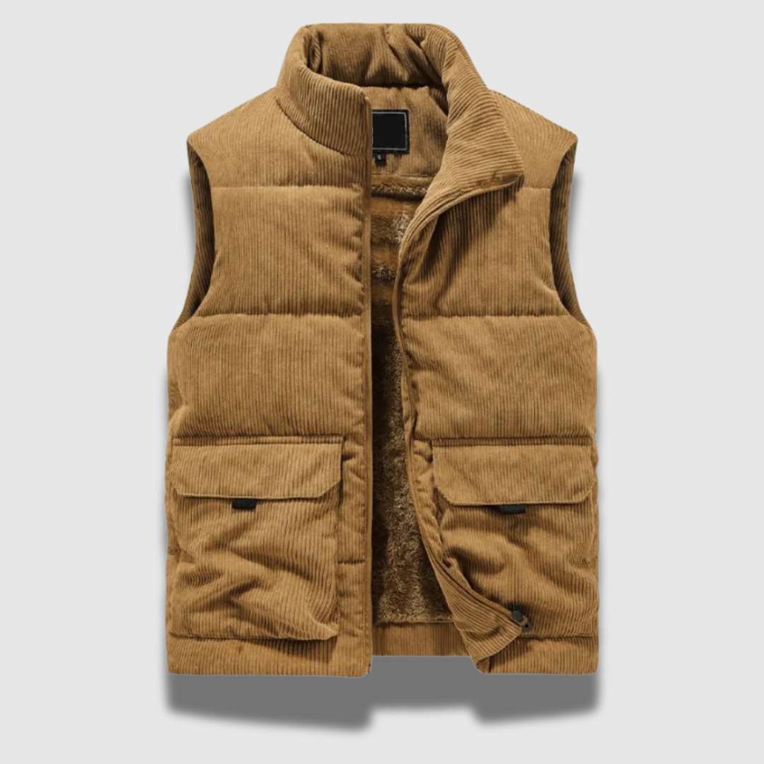 Men’s Corduroy Winter Vest – Soft Ribbed Velvet with Classic Fit