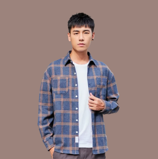 Men’s Cotton Long-Sleeve Shirt – Tailored Fit & All-Day Ease