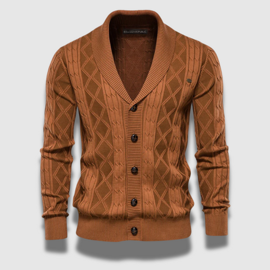 Men’s Geometric Knit Cardigan – Modern Pattern, Soft Knit & Versatile Fit